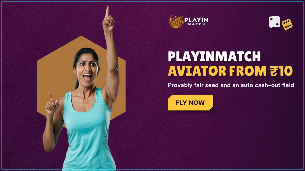 Aviator plane climbing over a rising multiplier with a ₹10 PlayinMatch stake slip