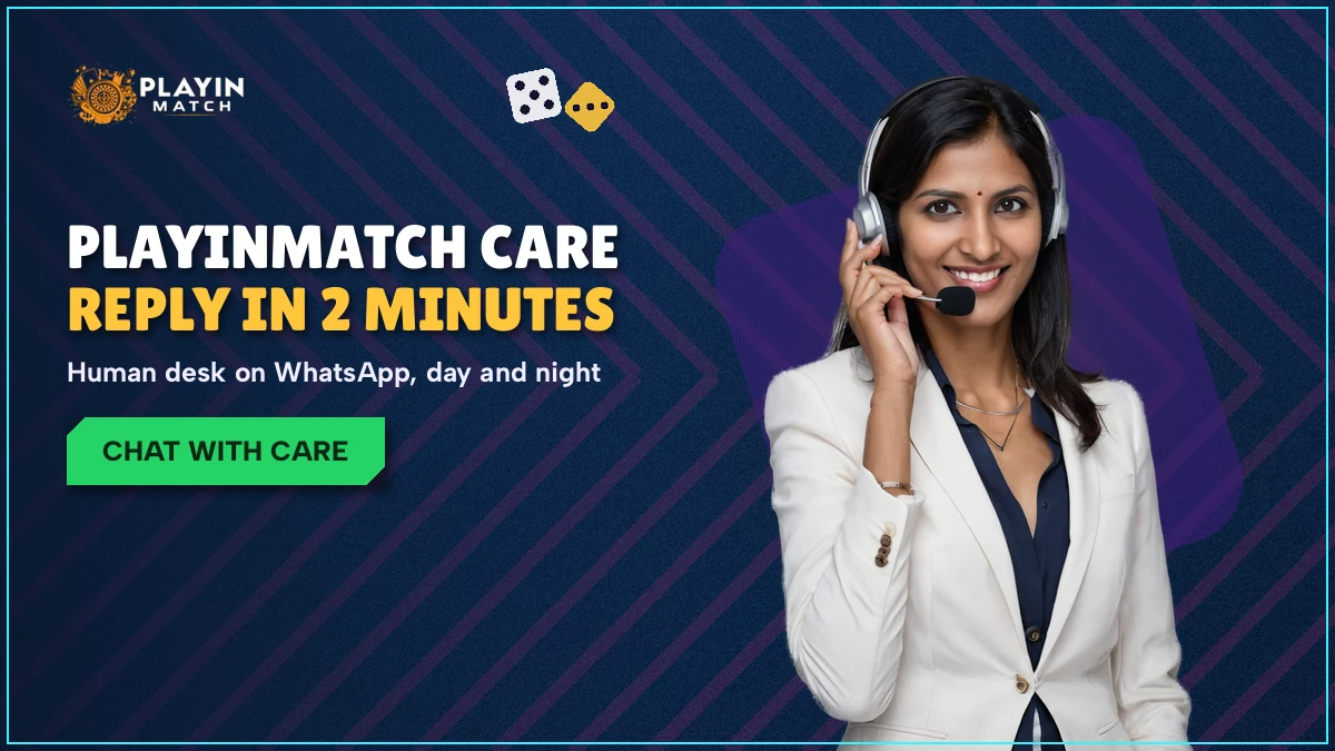 PlayinMatch support agent with headset answering a WhatsApp chat late at night