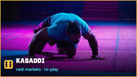 Kabaddi raider crossing the mat during a PlayinMatch live market