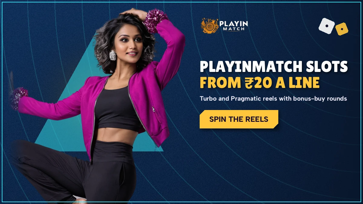 Spinning reel symbols on a PlayinMatch slot set to twenty rupees a line