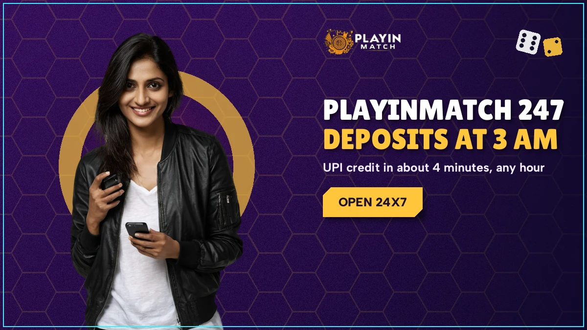 Late-night UPI top-up on the PlayinMatch 247 address with the wallet open on a phone
